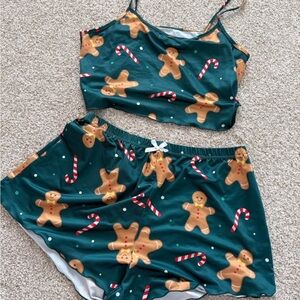 SHEIN Festive Gingerbread Pajama Set -